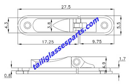 drawing of TSH-06,spring hinge for aluminum glasses